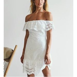 Express Eyelet Lace Off The Shoulder Dress, Size XS
